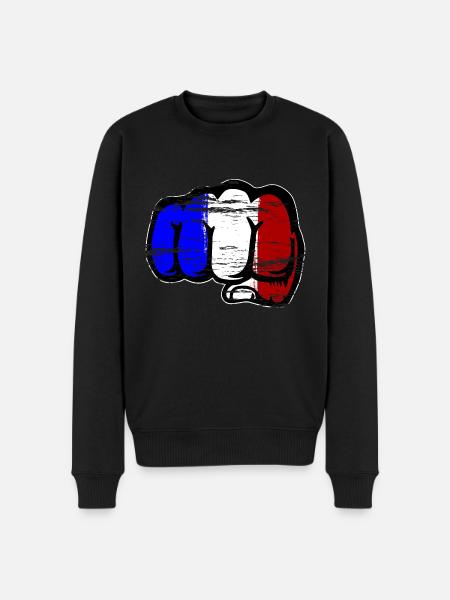 France flag hand fist used - Men's Premium Organic Jumper - black
