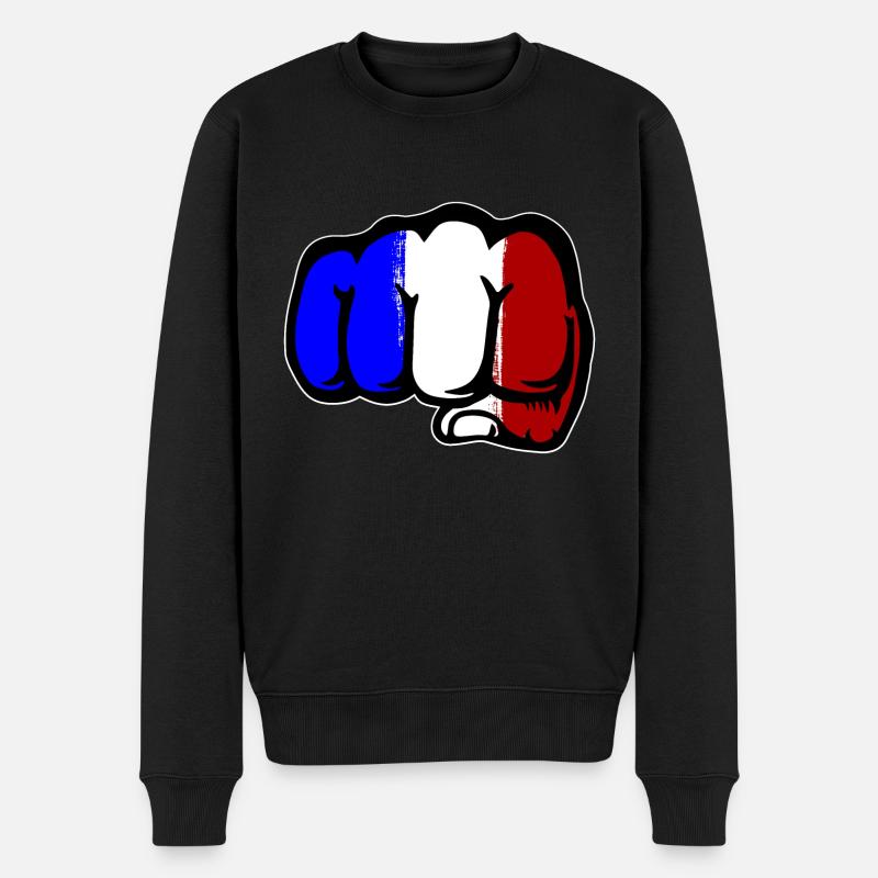 Frankreich Flagge Hand Faust - Männer Premium Bio Pullover - Schwarz
