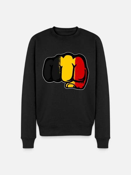 Belgium Flag Hand Fist - Men's Premium Organic Jumper - black