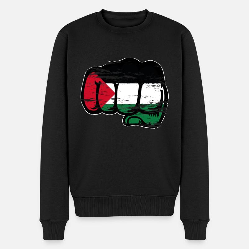 Drapeau de la Palestine poing à la main utilisé - Pull Premium bio Homme - noir