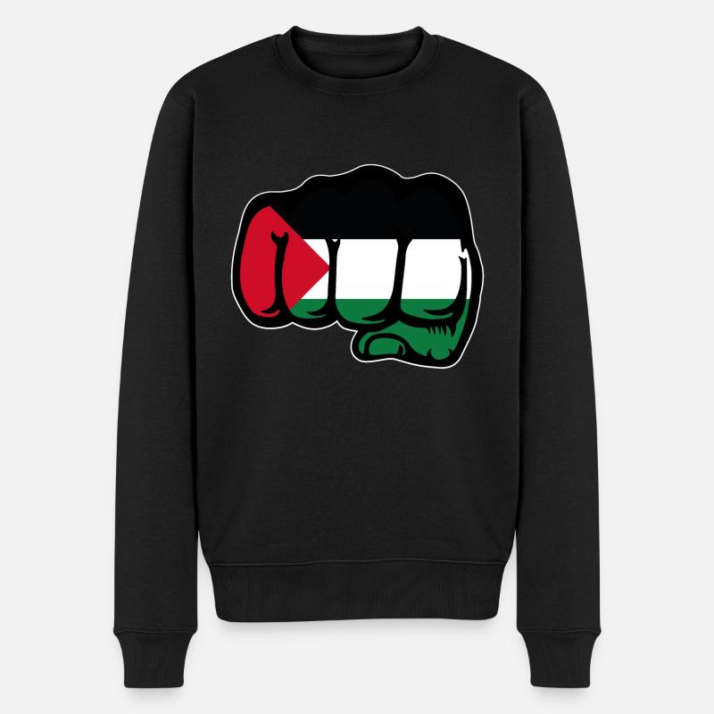 Drapeau de la Palestine poing main - Pull Premium bio Homme - noir