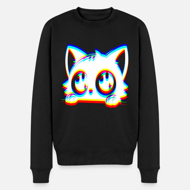 EDM Cat Glitch Style - Pull Premium bio Homme - noir