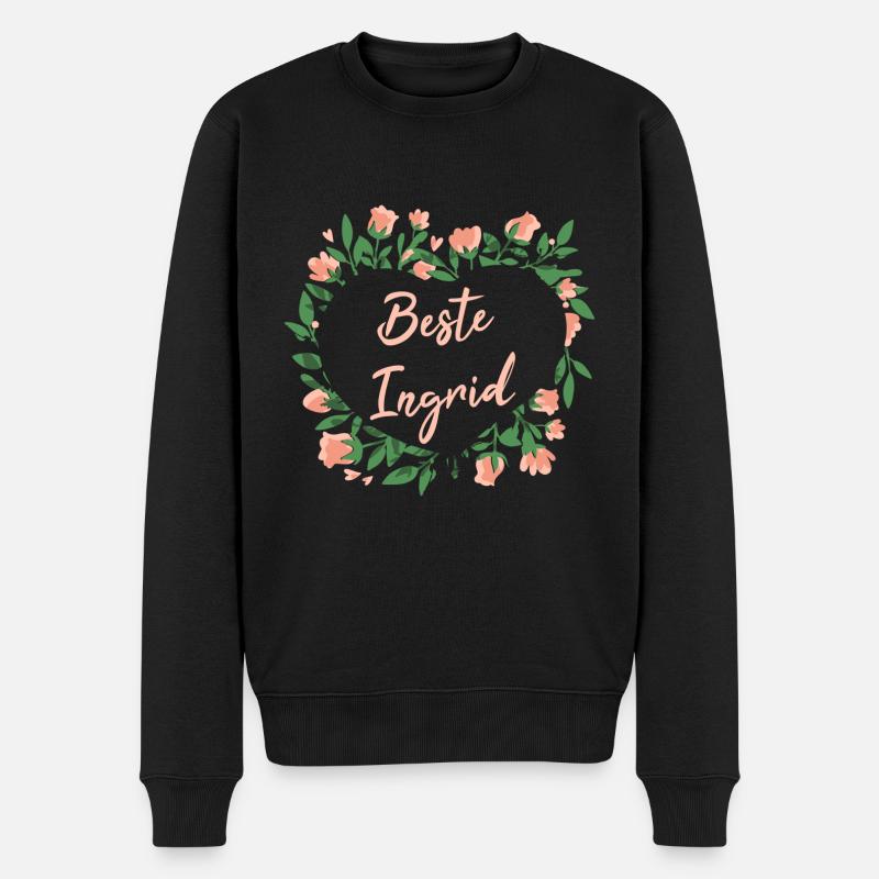 Geschenk für Ingrid - die Beste - Männer Premium Bio Pullover - Schwarz
