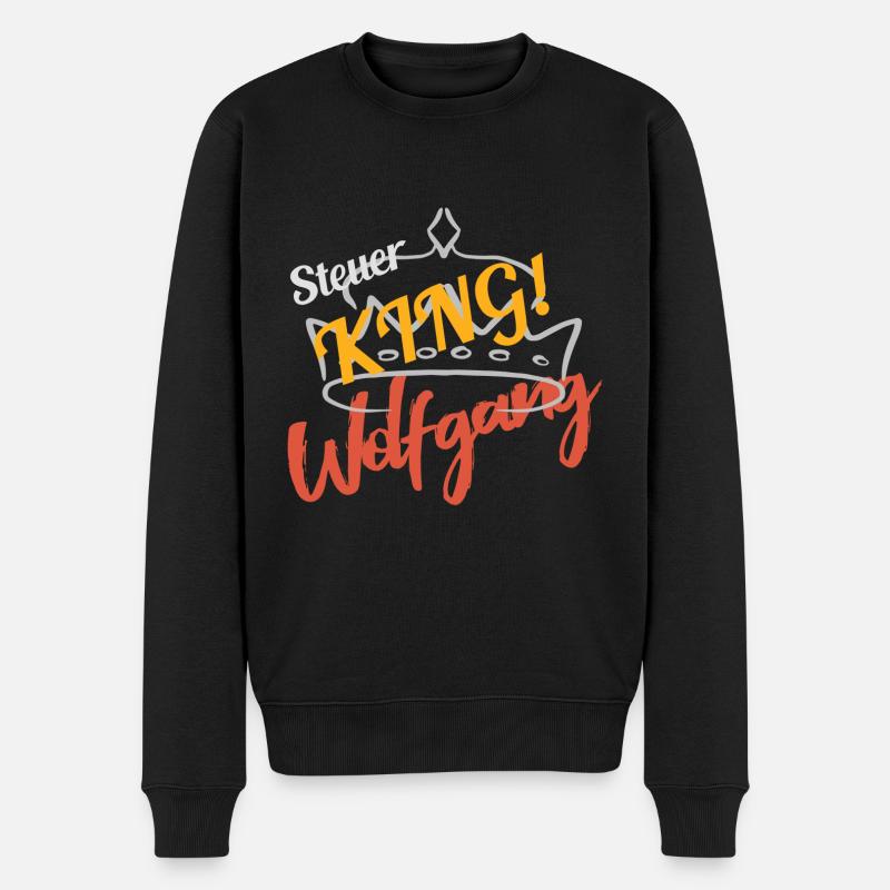 Steuer King Wolfgang - Männer Premium Bio Pullover - Schwarz