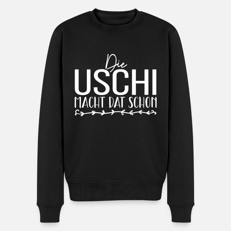 uschi macht dat schom - Männer Premium Bio Pullover - Schwarz