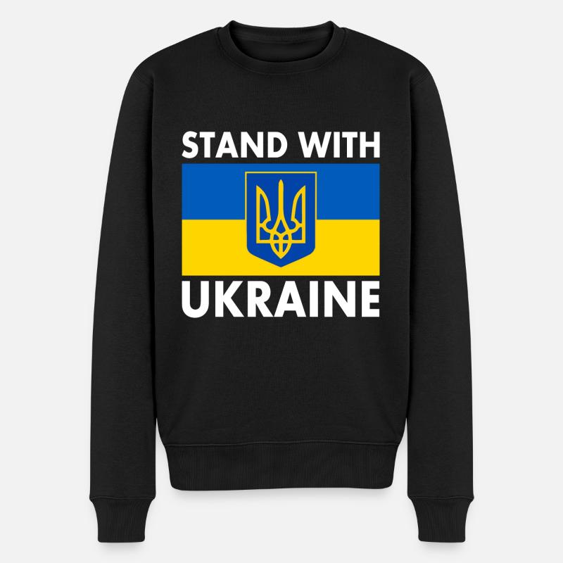 Stand with ukraine - Männer Premium Bio Pullover - Schwarz
