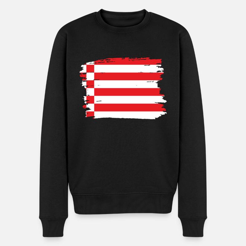 Bremen Flagge Bremer Fahne - Männer Premium Bio Pullover - Schwarz