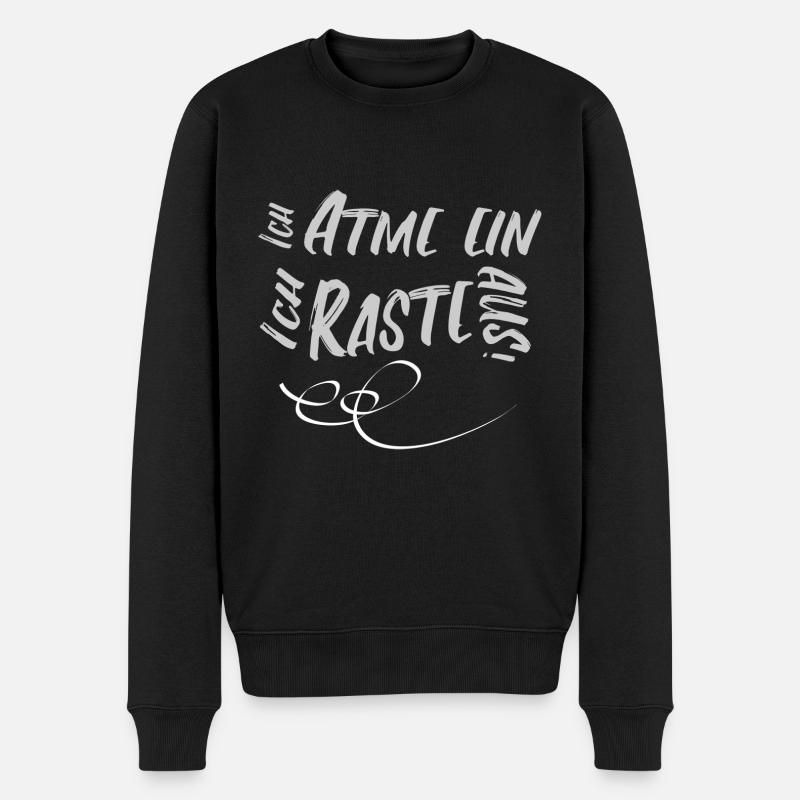 Ich atme ein, ich raste aus Lustig Spruch - Männer Premium Bio Pullover - Schwarz