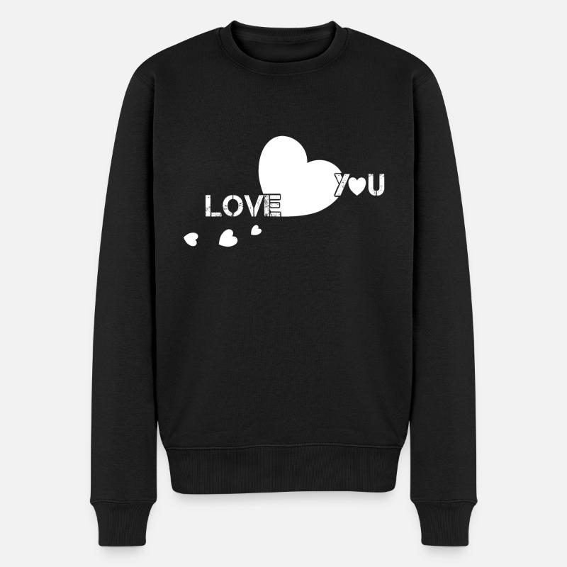 love you white hearts - Männer Premium Bio Pullover - Schwarz