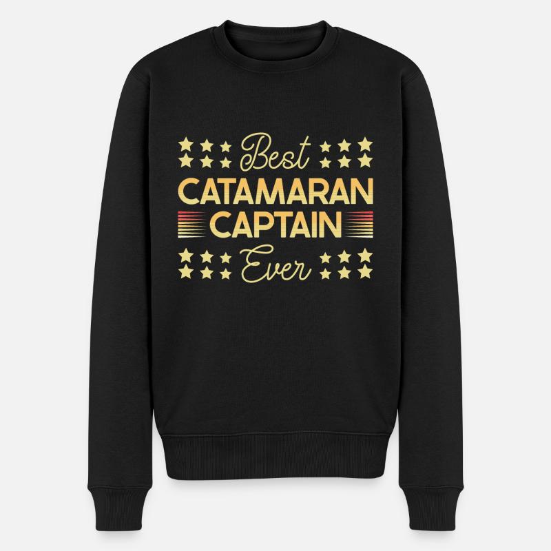 Katamaran Segelsegler Bester Katamaran Kapitän - Männer Premium Bio Pullover - Schwarz