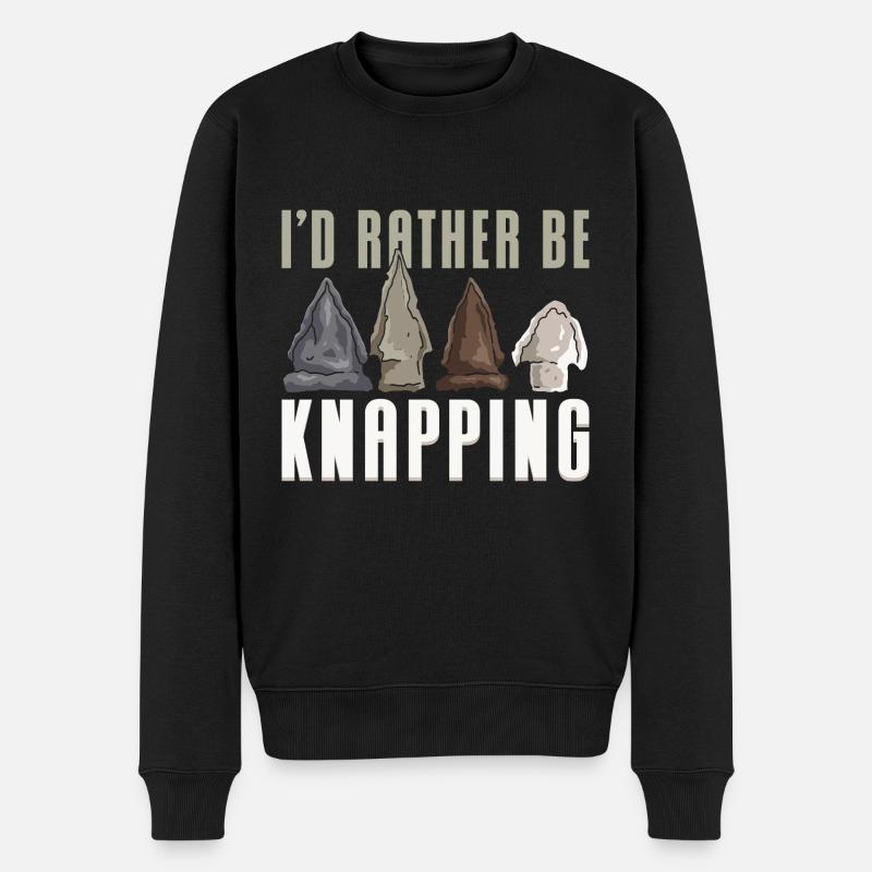 I'd Rather Be Knapping - Männer Premium Bio Pullover - Schwarz