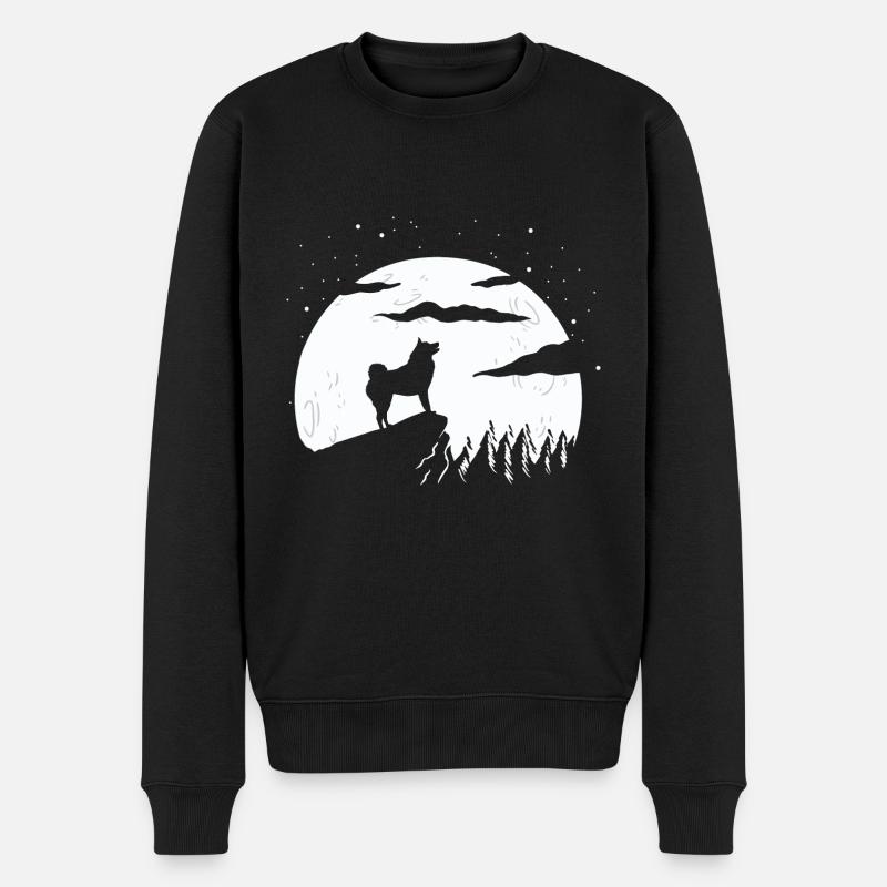Finnischer Spitz und Berg - Männer Premium Bio Pullover - Schwarz