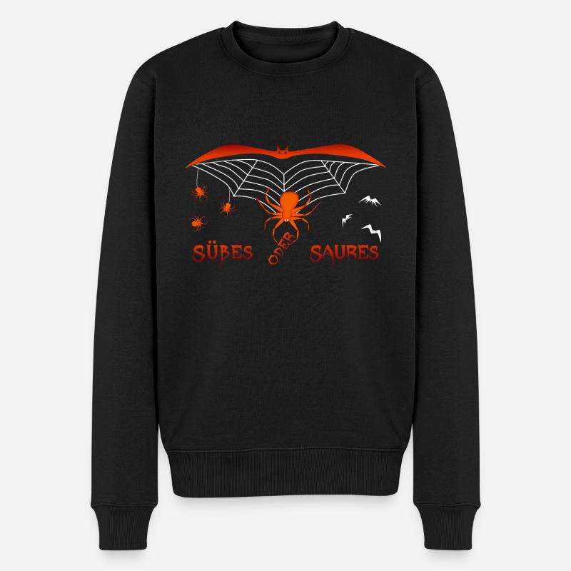 Süßes oder Saures Halloween - Männer Premium Bio Pullover - Schwarz
