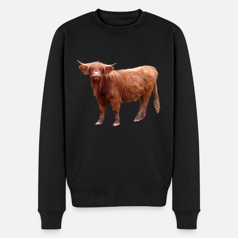 Schottisches Hochlandrind - Männer Premium Bio Pullover - Schwarz
