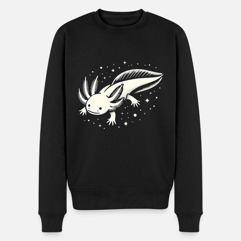 Kosmischer Axolotl Illustration - Männer Premium Bio Pullover - Schwarz