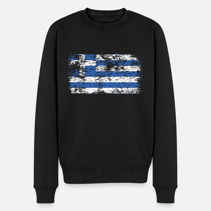Griechenland Flagge Hellas Athen Griechische Fahne - Männer Premium Bio Pullover - Schwarz