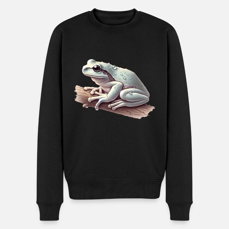 Realistischer Laubfrosch mit Wassertropfen - Männer Premium Bio Pullover - Schwarz