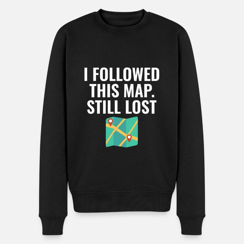 Ich bin dieser Karte noch lustig GIS gefolgt - Männer Premium Bio Pullover - Schwarz