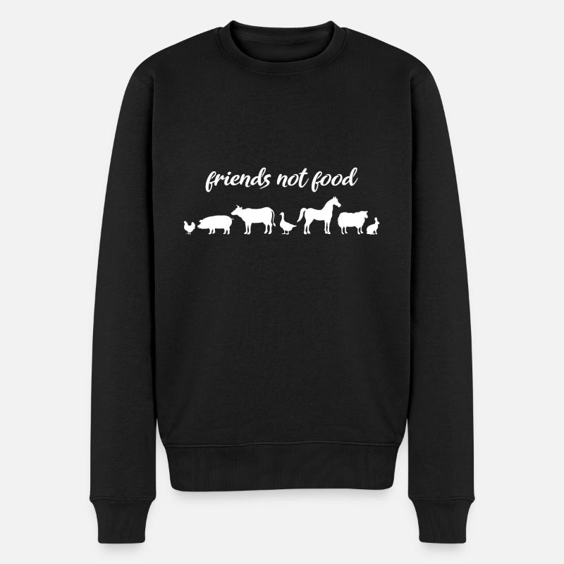 FRIENDS NOT FOOD - Männer Premium Bio Pullover - Schwarz