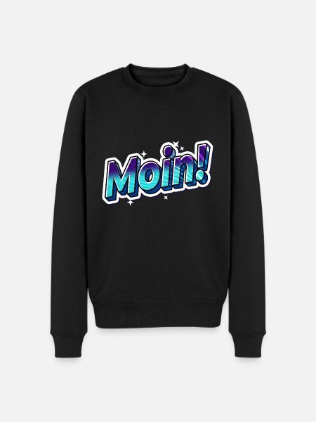 Moin! Sticker Blau - Männer Premium Bio Pullover - Schwarz