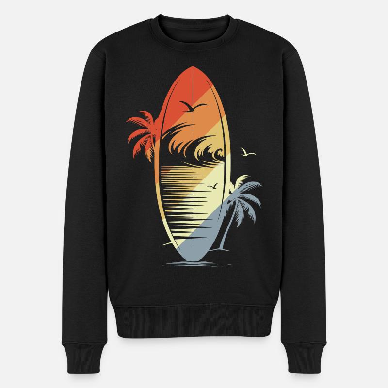 Surfbrett Vintage Grafik - Männer Premium Bio Pullover - Schwarz