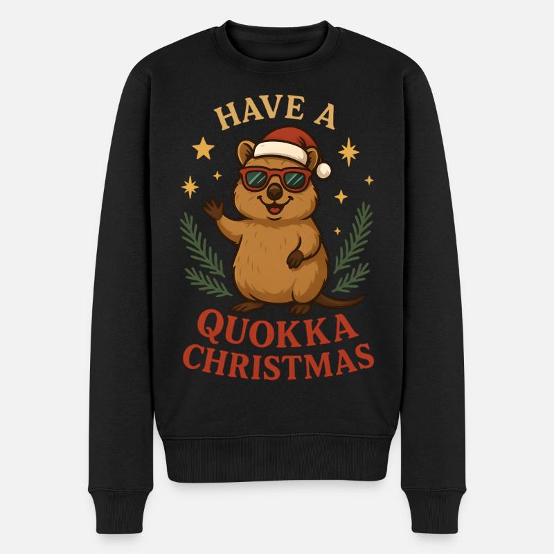 Have A Quokka Christmas - Männer Premium Bio Pullover - Schwarz