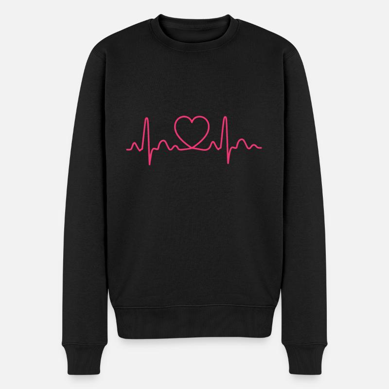 Herzschlag Puls Puls Geschenkidee - Männer Premium Bio Pullover - Schwarz