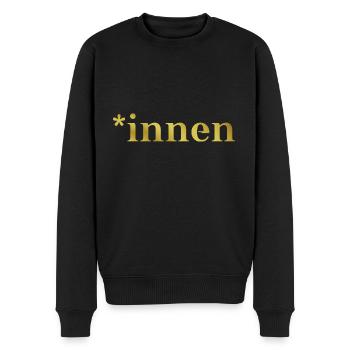 *innen Geschenkidee gold Feminismus Weltfrauentag - Männer Premium Bio Pullover - Schwarz - Vorne - Nico (187cm)