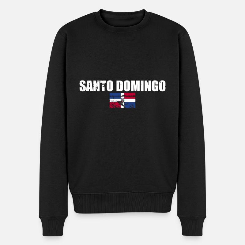 Santo Domingo Dom Rep Vintage Flagge - Männer Premium Bio Pullover - Schwarz