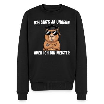 Meisterprüfung geschafft Capybara Meisterabschluss - Männer Premium Bio Pullover - Schwarz - Vorne - Nico (187cm)