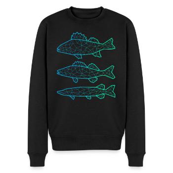 Poisson prédateur Pêche Polygone Perche Brochet - Pull Premium bio Homme - noir - Devant - Nico (187cm)