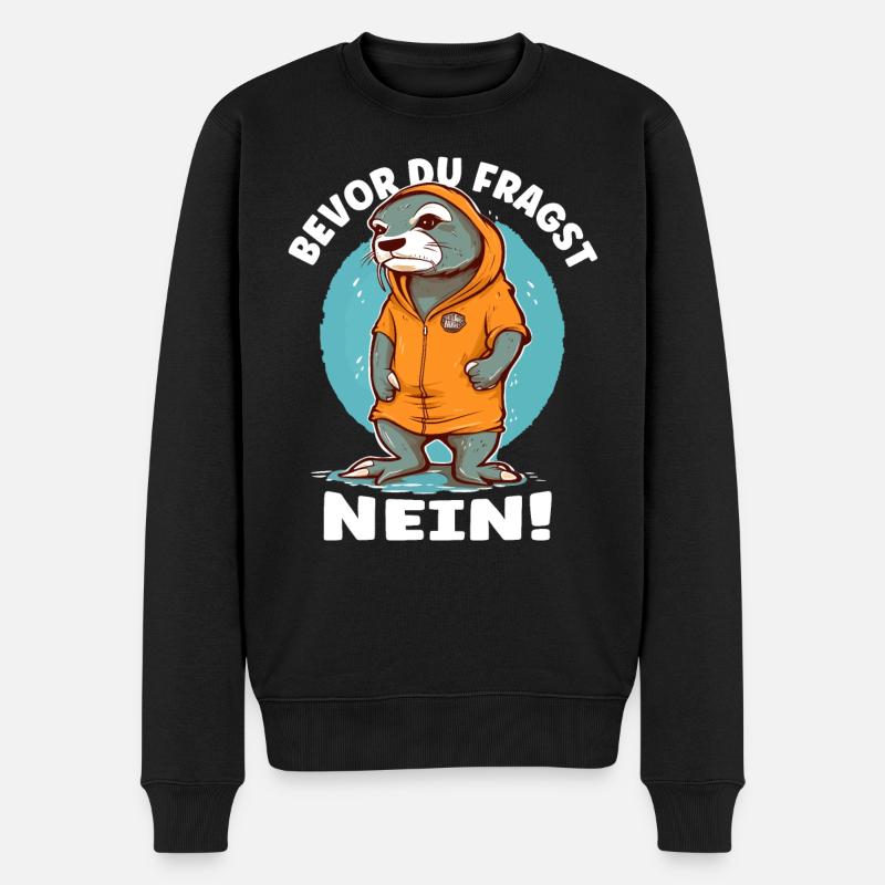 Otter Fischotter Nö Nein - Männer Premium Bio Pullover - Schwarz