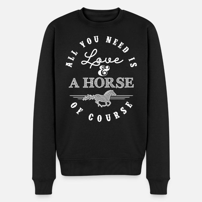 All you need is love & a horse - Western Edition - Männer Premium Bio Pullover - Schwarz