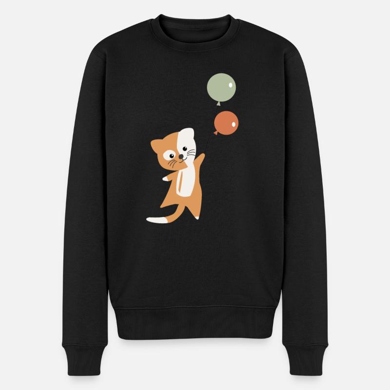 Chat ballons mignon chaton s'envole - Pull Premium bio Homme - noir