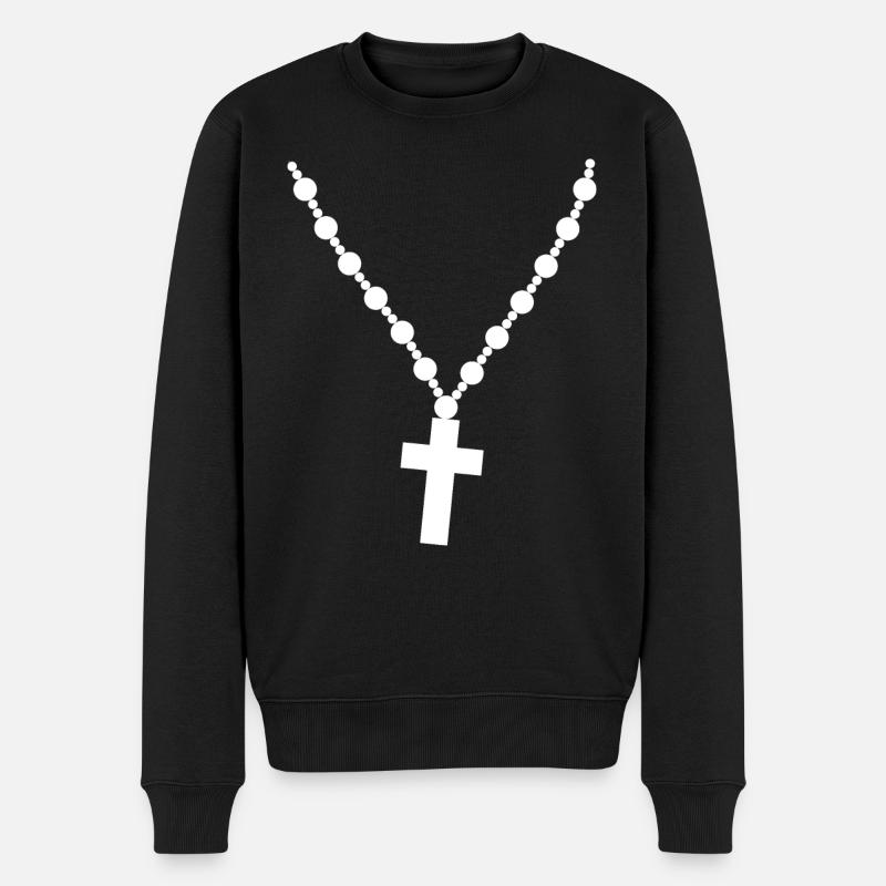Pendentif avec une croix chrétienne, foi en Dieu - Pull Premium bio Homme - noir