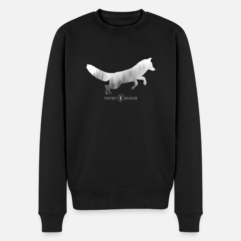 Protéger la faune - protection de l'environnement - silhouette de renard - Pull Premium bio Homme - noir