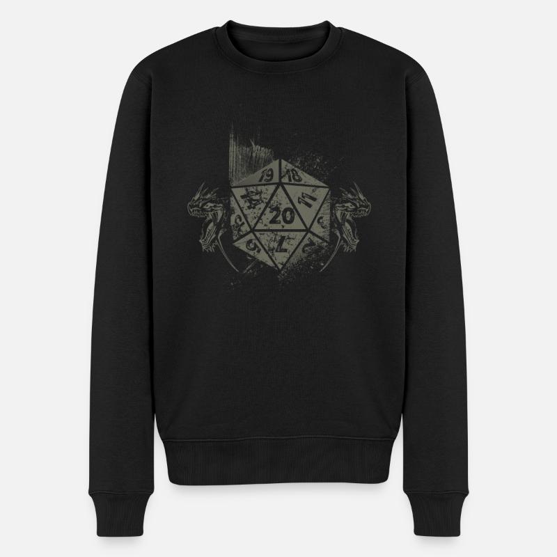 Drachen Vintage D20 Würfel Tabletop Rollenspiel - Männer Premium Bio Pullover - Schwarz