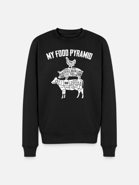 My Food Pyramid Meat labeled - Men's Premium Organic Jumper - black