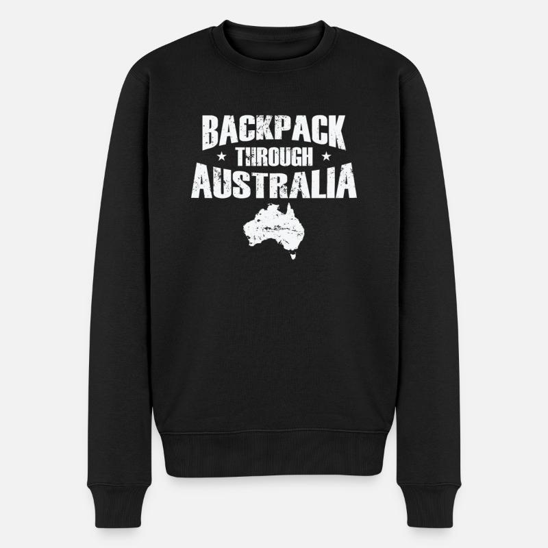 Backpack through Australia Abenteuer - Männer Premium Bio Pullover - Schwarz