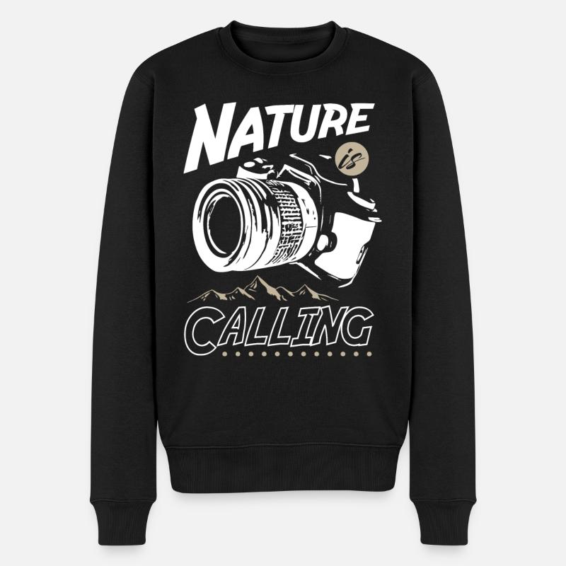 Nature is Calling Photography - Männer Premium Bio Pullover - Schwarz