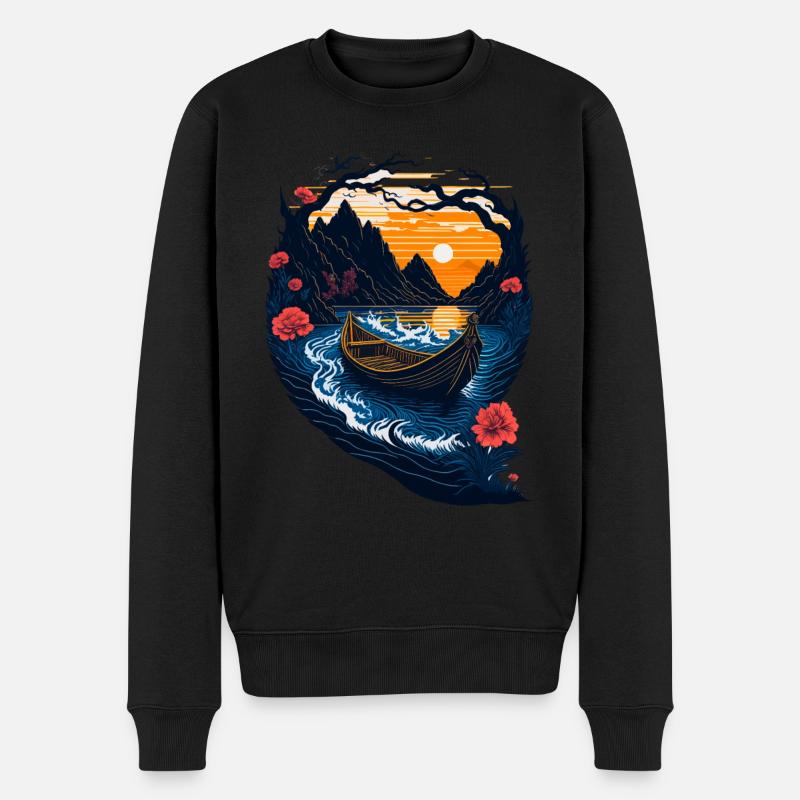 Erstaunliche Landschaftsillustration - Männer Premium Bio Pullover - Schwarz