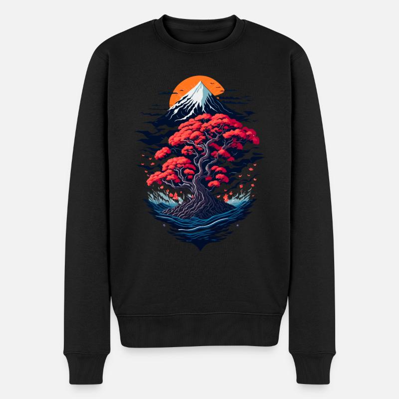 Beau paysage de bonsaïs - Pull Premium bio Homme - noir
