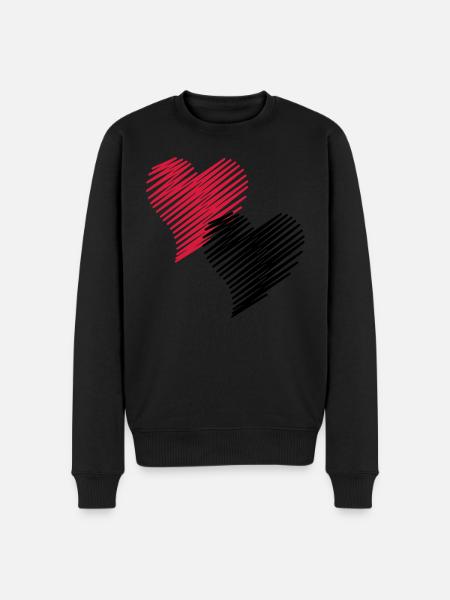 2 Herzen - Männer Premium Bio Pullover - Schwarz