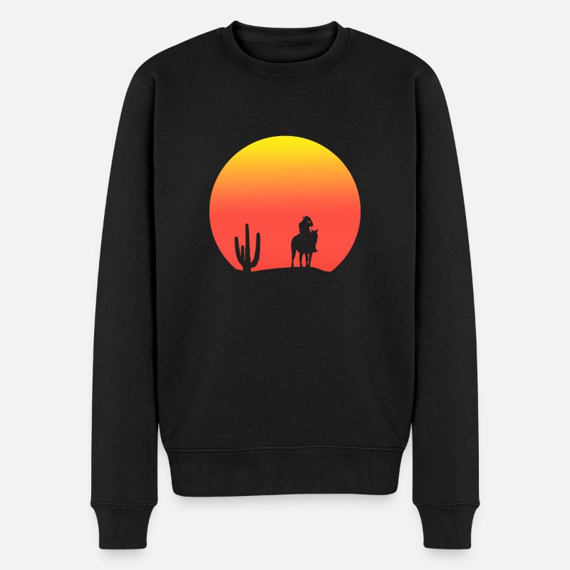 Cowboy au coucher du soleil - Pull Premium bio Homme - noir