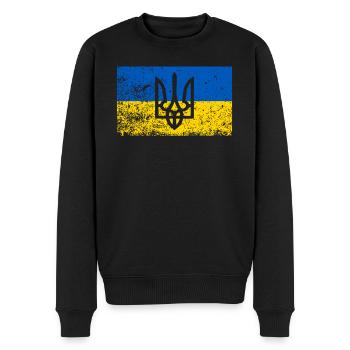 Drapeau ukrainien Ukraine Racines Nationalité - Pull Premium bio Homme - noir - Devant - Nico (187cm)
