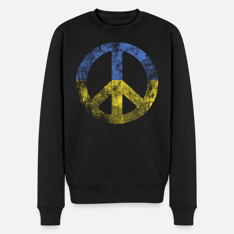 Peace sign Ukraine Stand for Ukraine Geschenk - Männer Premium Bio Pullover - Schwarz