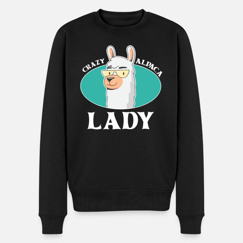 Crazy Alpaca Lady Alpacas - Men's Premium Organic Jumper - black