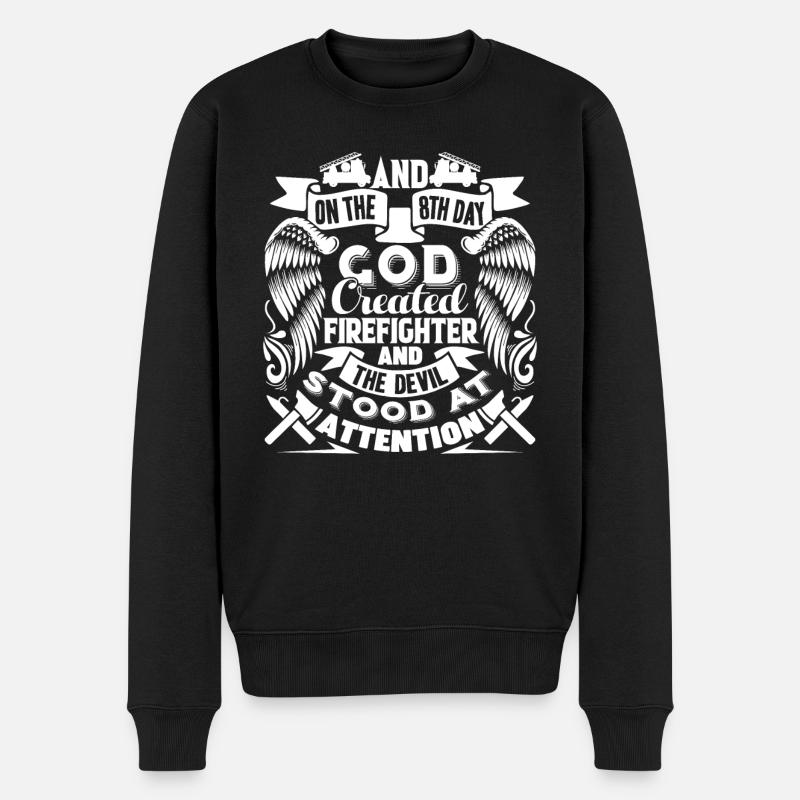 Firefighter God Created Firefighter - Men's Premium Organic Jumper - black