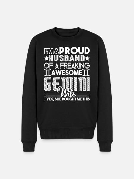 Gemini Proud Husband Of Awesome Gemini Wife - Men's Premium Organic Jumper - black
