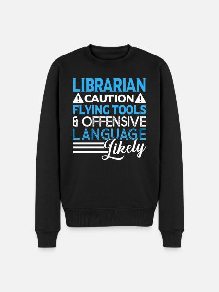 Librarian Caution Flying Tools - Men's Premium Organic Jumper - black